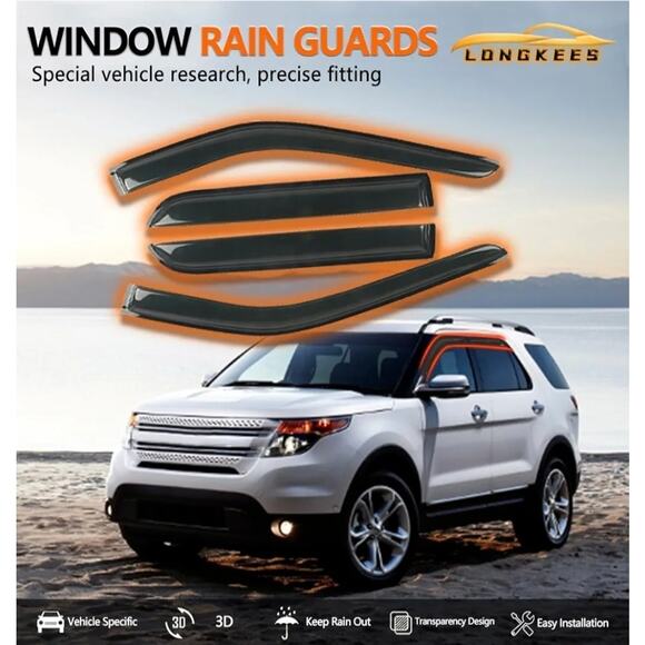 In-Channel Window Visors Rain Guards FIT FIT 2500HD/3500HD 2020-2025 Crew Cab - Picture 3 of 7